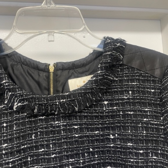KATE SPADE Black Tweed Woodland Dress w Lamb Leather Trim - Picture 6 of 11
